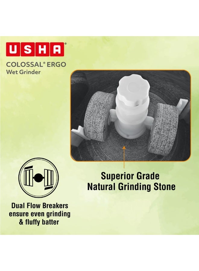 USHA Colossal Ergo Easy-Tilt Wet Grinder| 2L, 150W, 100% Copper Motor with Dual Flow Breaker, Stainless Steel Drum and Accessories| 10 Year Motor Warranty (Magenta) - Image 3